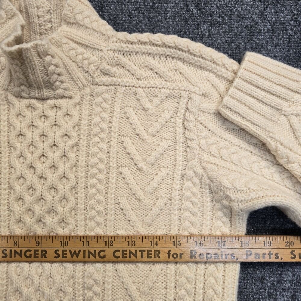 Vintage Lauren Ralph Lauren Y2K Sweater Womens S Wool Cable Hand Knit Fisherman - Picture 6 of 7